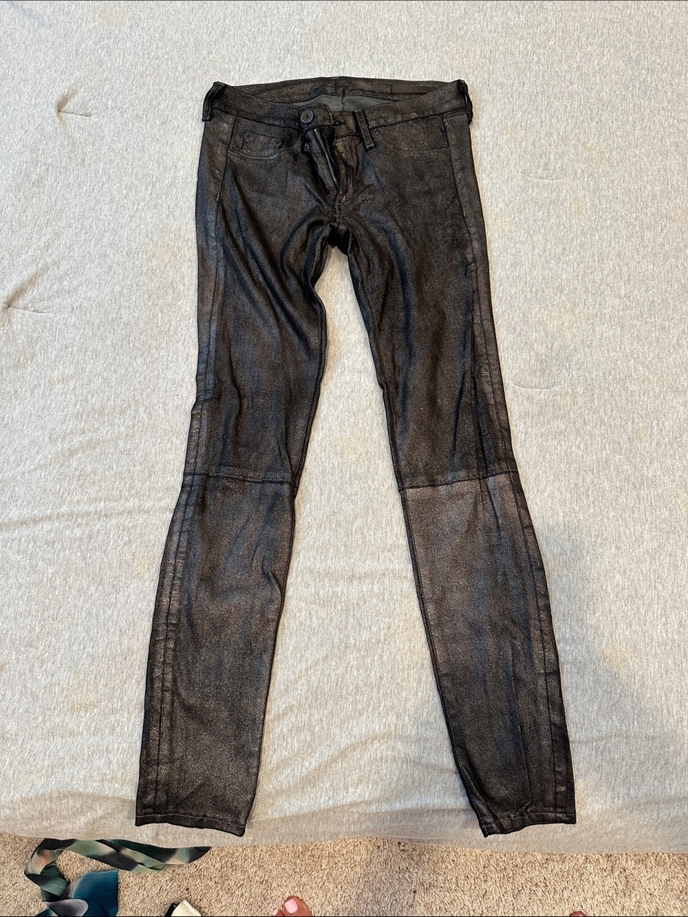 rag & bone Black Coated Skinny Jeans